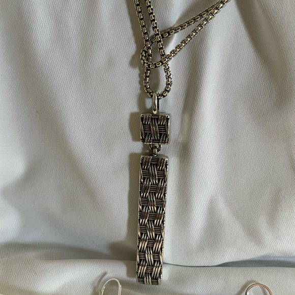 Brighton Blue Crystal Rocks Reversible Pendant Necklace 36” & Matching Bracelet - Picture 3 of 6